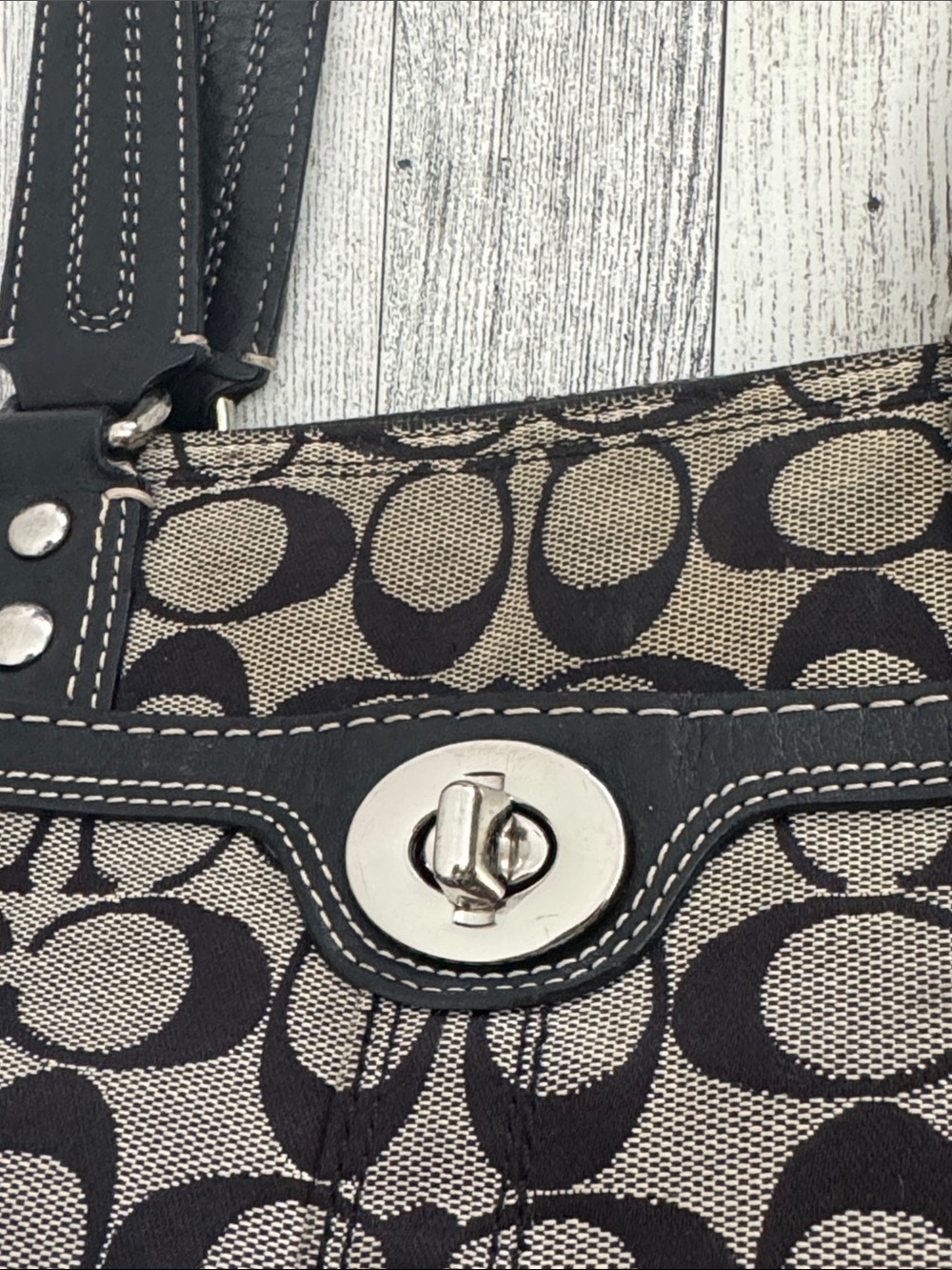 Coach Hampton Signature Turnlock Tote - Picture 12 of 15